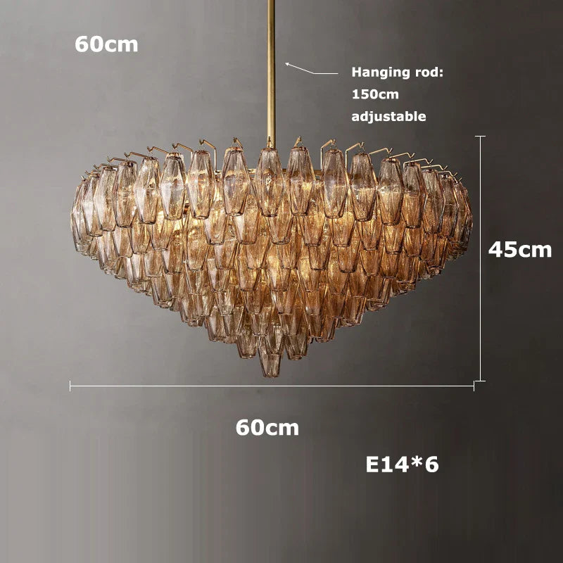 Afralia™ Luxury Glass Shade LED Chandelier in Brass and Black for Modern Dining Room