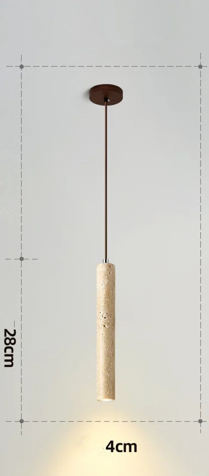 Yellow Travertine Pendant Light Japanese Style by Afralia™