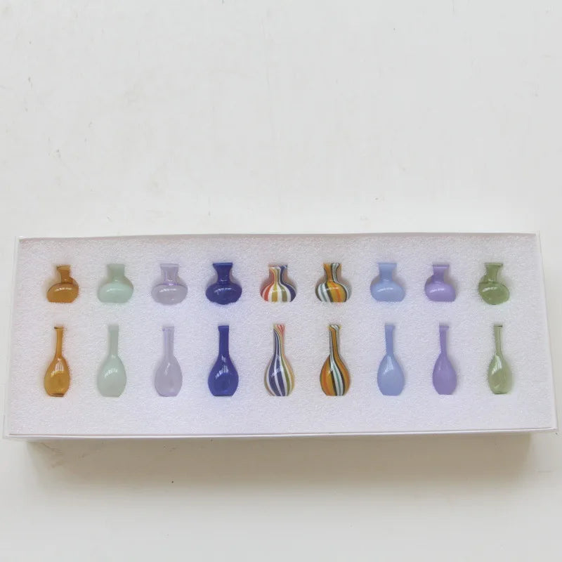 Afralia™ Colored Glass Mini Vase Terrarium Hydroponics Handmade Ornaments Storage Flower Vase
