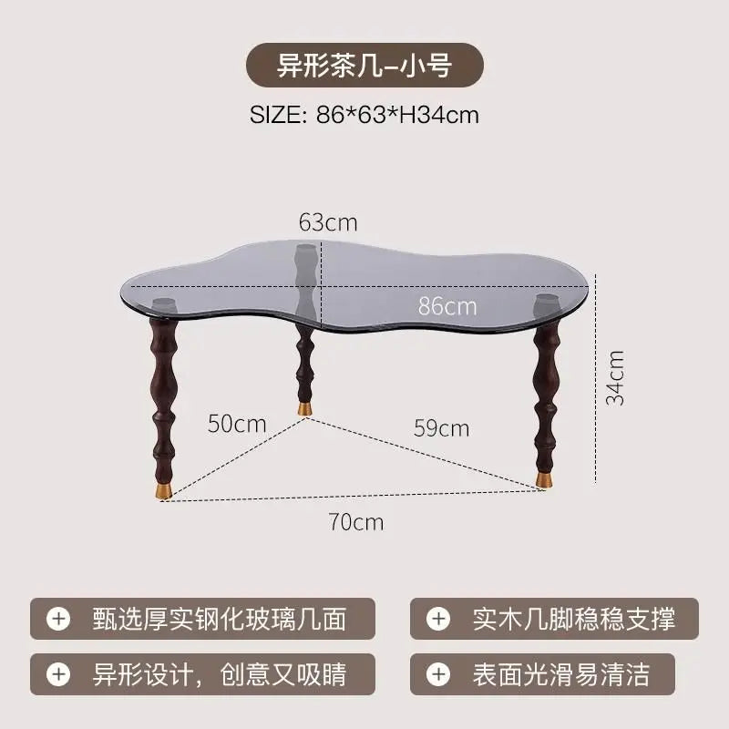 Afralia™ 80*40cm Solid Wood Peanut-Shaped Coffee Table for Living Room