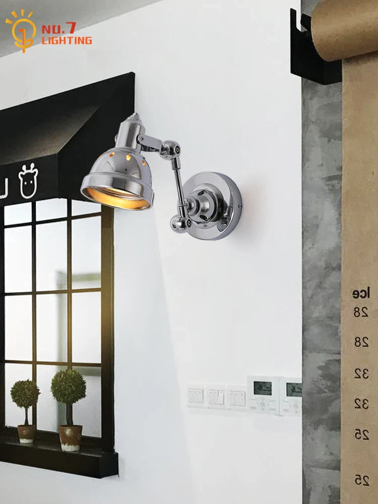Afralia™ Vintage Chrome Wall Lamp LED E27 Industrial Retro Decorative Sconces for Home and Business