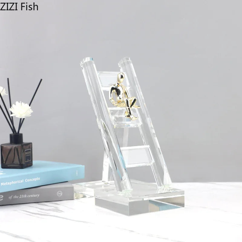 Afralia™ Golden Figures Resin Sculpture: Creative Staircase Desk Decoration