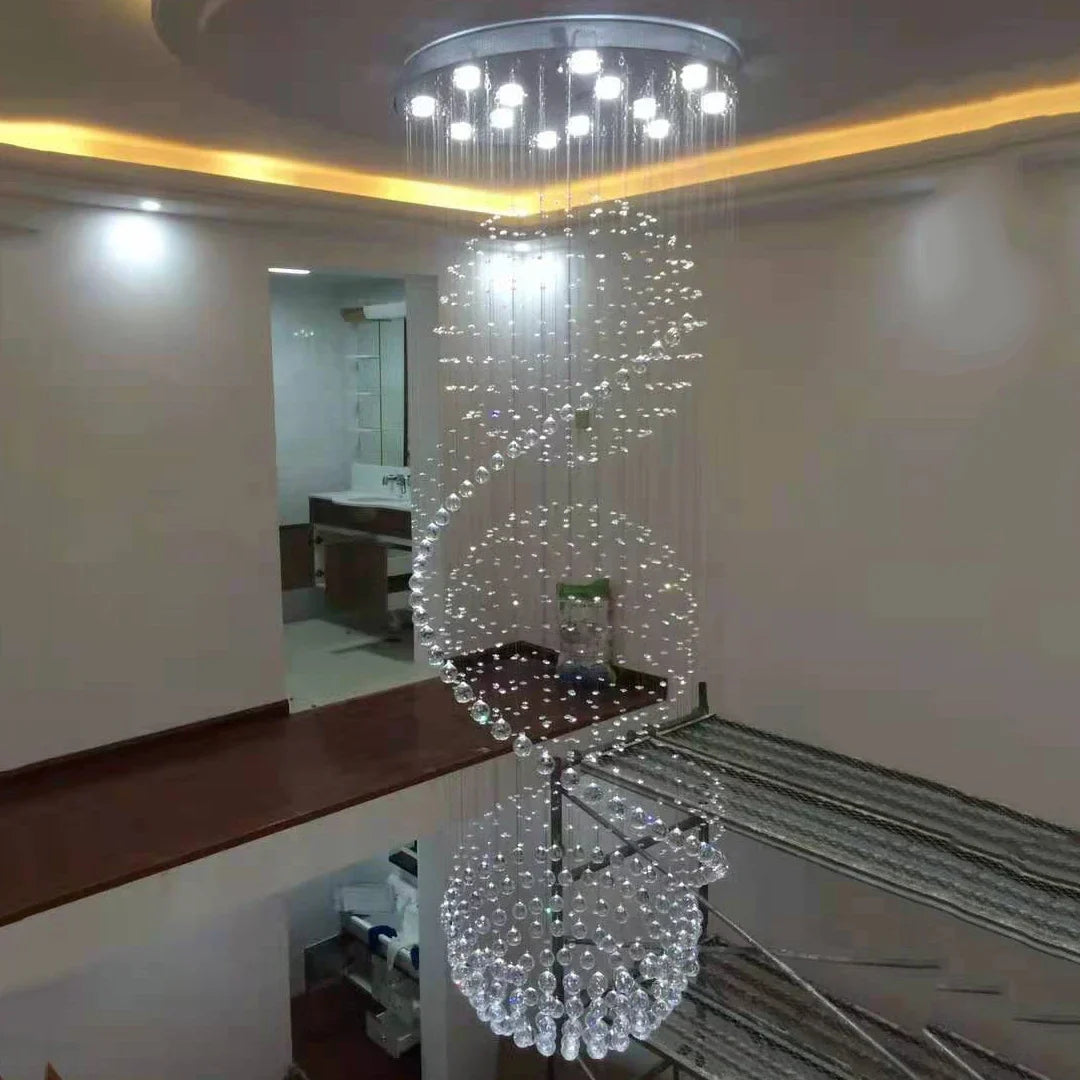 Afralia™ Modern Crystal Chandelier: Large LED Staircase Ball Lustre Light for Living Room & Lobby