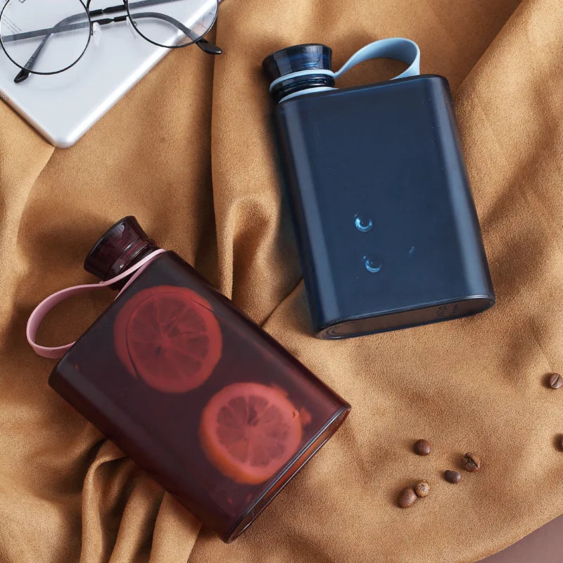 Afralia™ Matte Flat Water Bottle - 500ml Creative Reusable Outdoor Sports Drink Cup