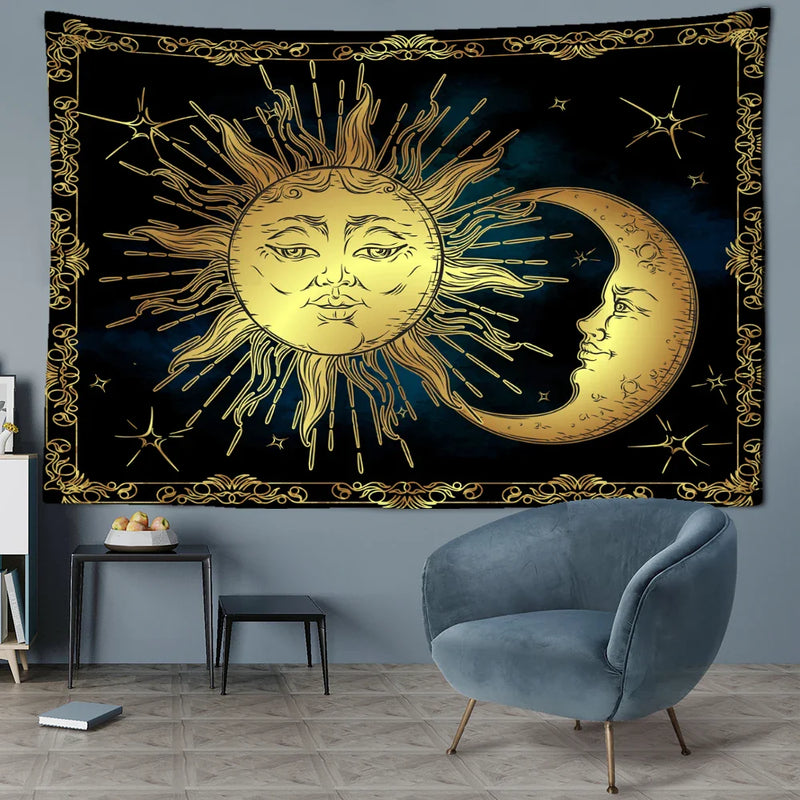 Afralia™ Sun Moon Tarot Tapestry: Mystical Abstract Art for Home Decor