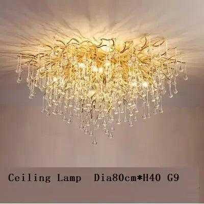 Afralia™ Crystal Water Drop LED Chandelier for Luxurious Living Room Decor.