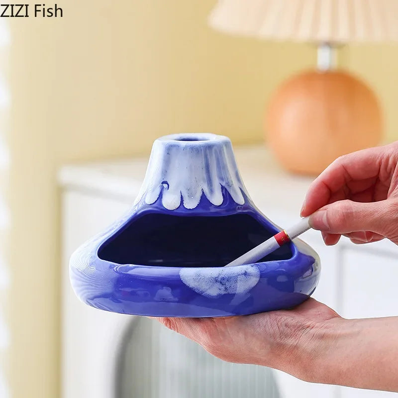 Afralia™ Volcanic Ceramic Ashtray - Windproof Desk Decoration & Smoking Accessory