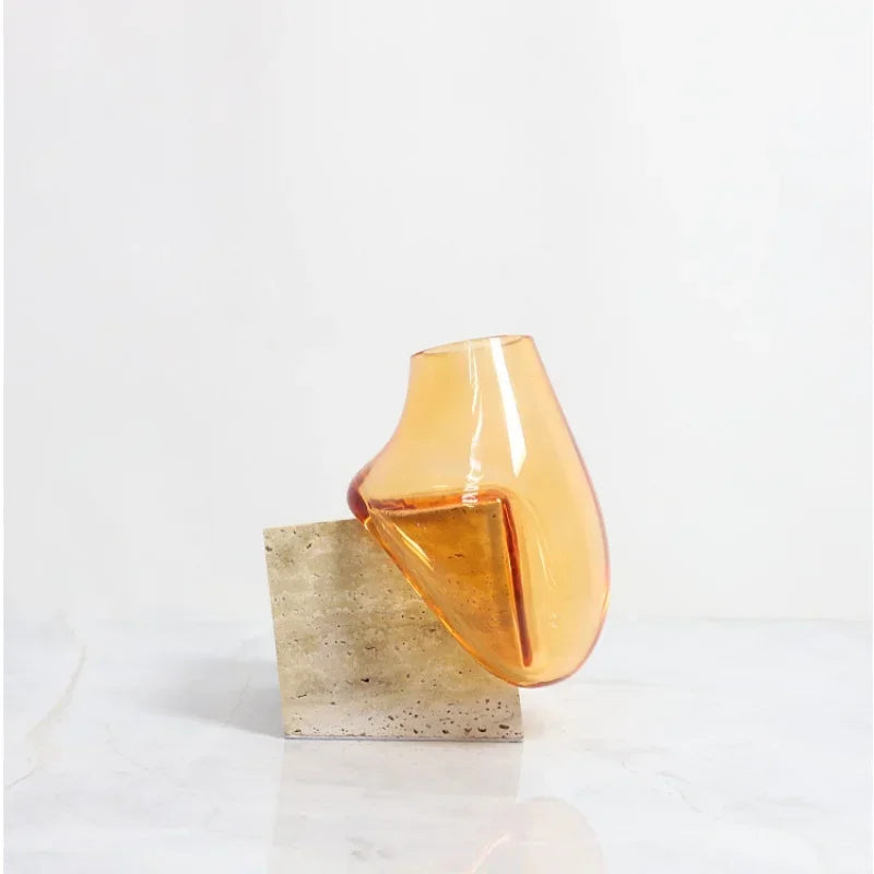 Afralia™ Glass Vase with Marble Base for Elegant Floral Arrangements & Home Décor