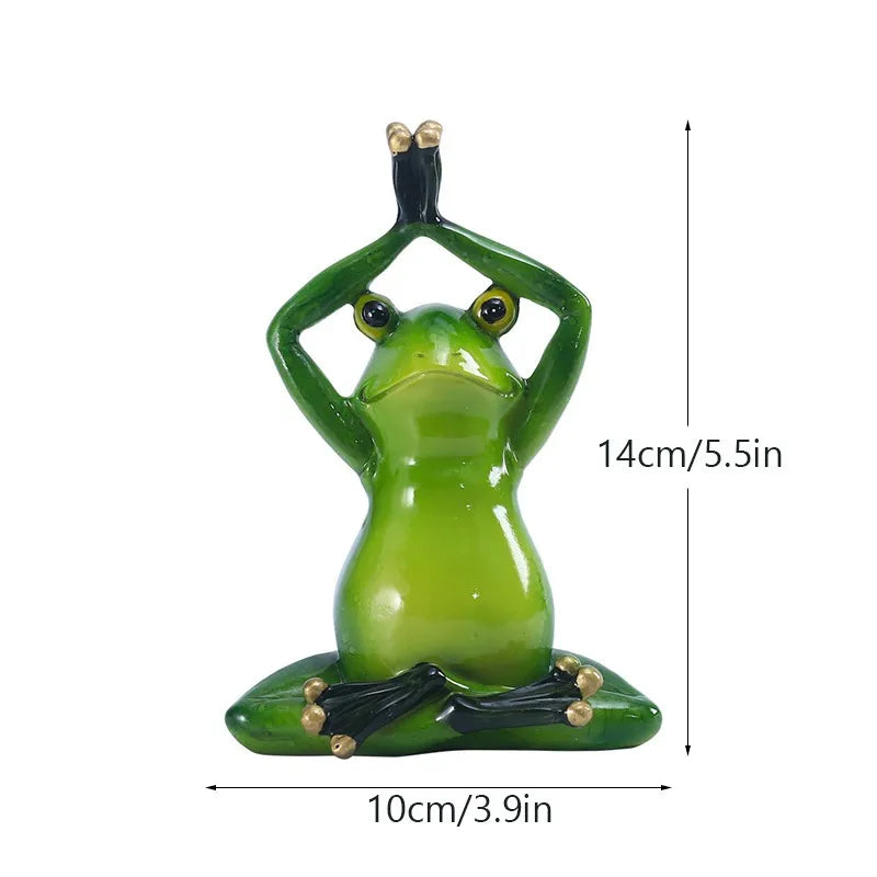 Afralia™ Yoga Frog Figurine: Interior Ornament for Home, Office, or Living Room Decor