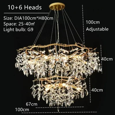 Afralia™ Crystal Pendant Chandelier: Luxury Branch Shape for Home Living Room Decor