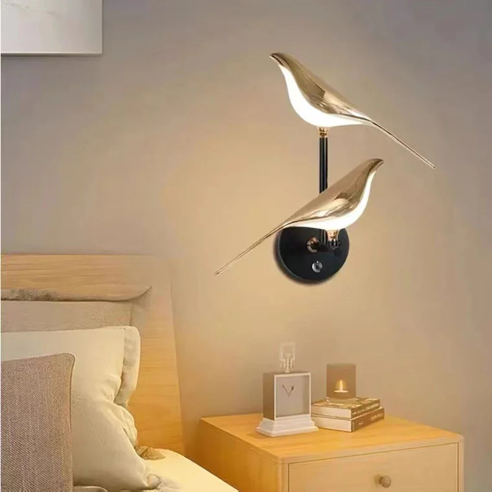 Afralia™ Nordic LED Gold Magpie Bird Wall Lamp: Illuminate Your Space with Avian Elegance