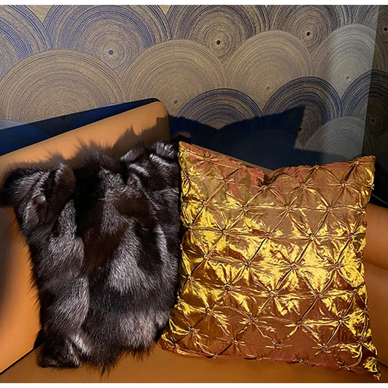 Afralia™ Fox Fur Cushion Cover 45x45, Vintage Luxury Throw Pillow Case for Living Room