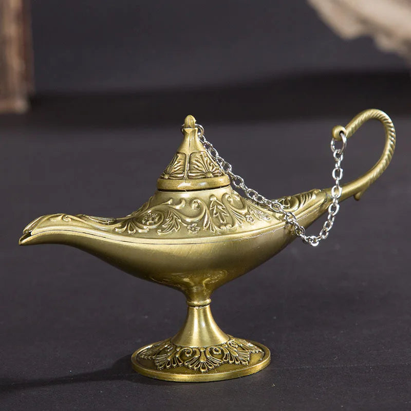 Afralia™ Vintage Aladdin Genie Lamp Incense Burner Retro Home Decor Gift