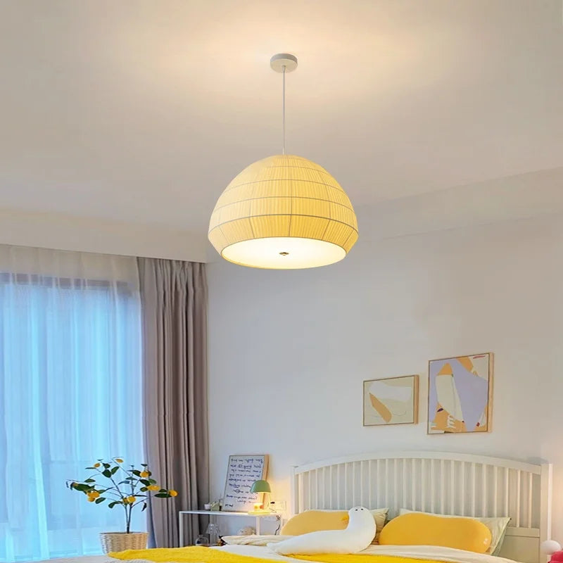 Afralia™ Nordic Fabric LED Chandelier Minimalism Pendant Light for Bedroom Dining Room