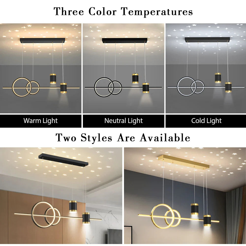 Afralia™ Nordic LED Pendant Chandelier for Living Room Restaurant Kitchen Lighting