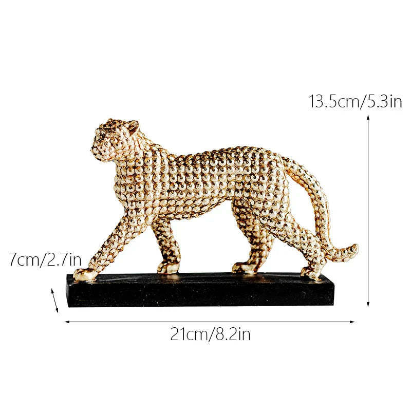 Afralia™ Golden Leopard Resin Figurines for Interior Decor