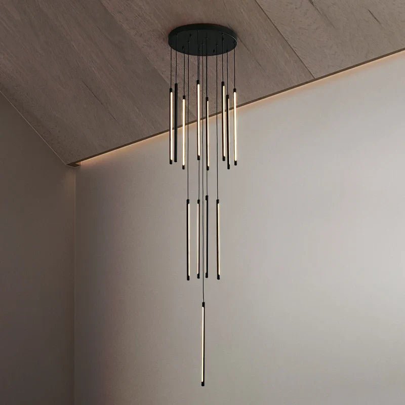 Afralia™ Minimalist Tubular Metal Chandelier for Living Room and Dining Room