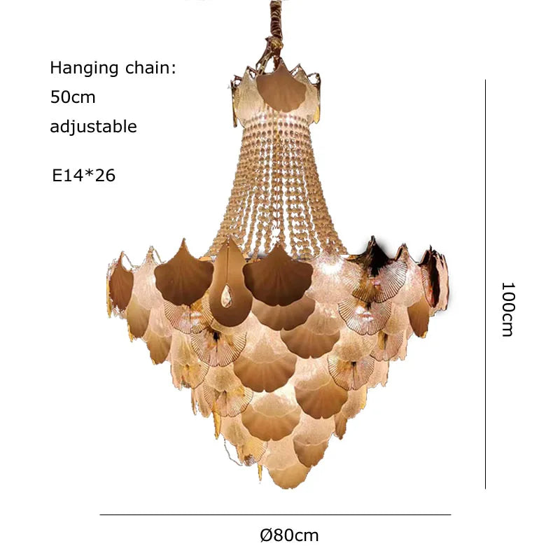 Afralia™ Ginkgo Gold LED Chandelier Fixture for Living Room