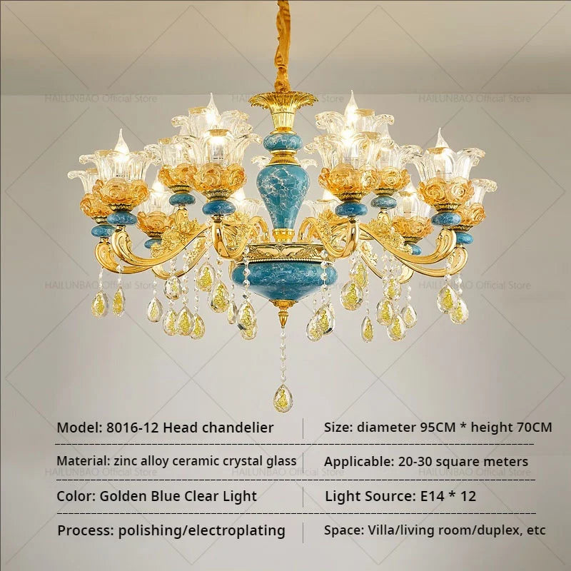 Afralia™ Luxury Ceramic Crystal Chandelier for Living Room, Bedroom, and Restaurant