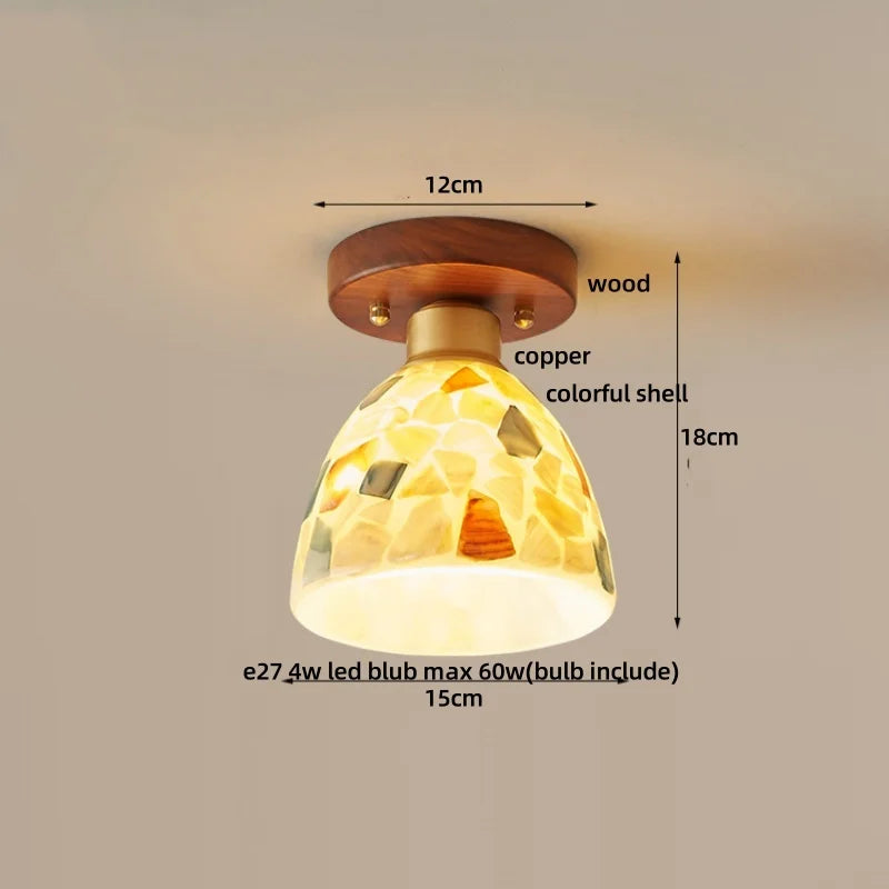 Afralia™ Shell Tiffany Glass Canopy LED Ceiling Light