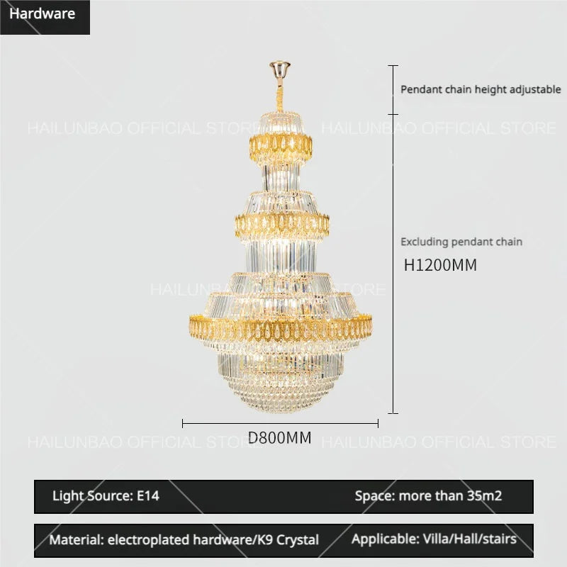 Afralia™ Crystal Chandelier: Villa High Living Room Luxury Lighting