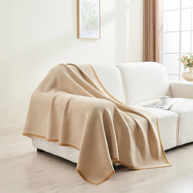 Afralia™ Herringbone Knit Blanket: High-Quality Sophisticated Sofa Throw for All Seasons