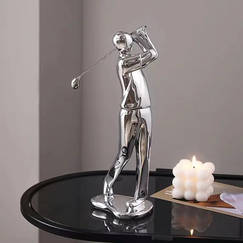 Afralia™ Silver Nordic Cyclist Statue Abstract Ceramic Bike Figurine Office Decor