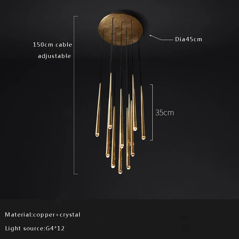 Afralia™ Crystal Water Drop Ceiling Chandelier for Classic Living Room Decor