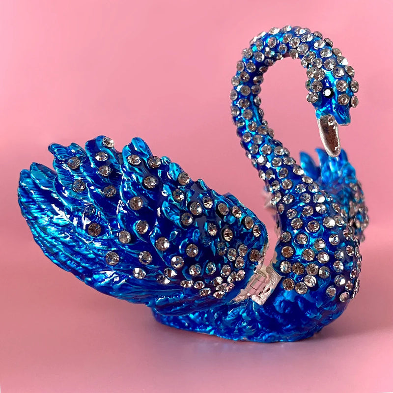 Afralia™ Swan Figurine Jewelry Box: Elegant Collectible Ring Holder & Ornament.