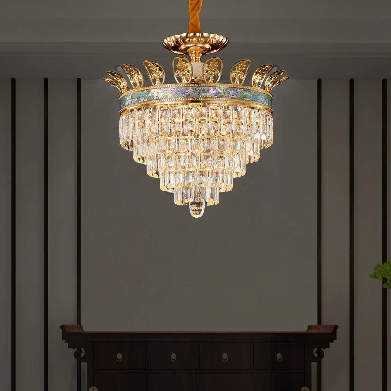 Afralia™ Luxe Crystal Chandelier: Elegant Copper Living Room Dining Candle Light