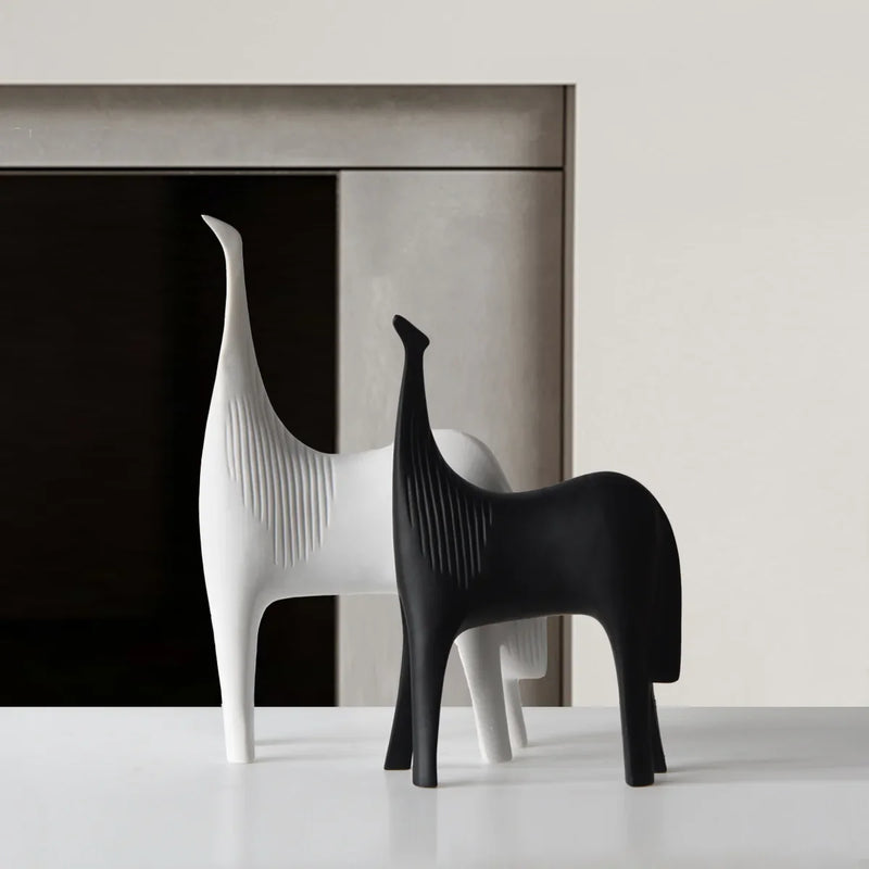 Afralia™ Black & White Horse Abstract Ornaments for Home Decor