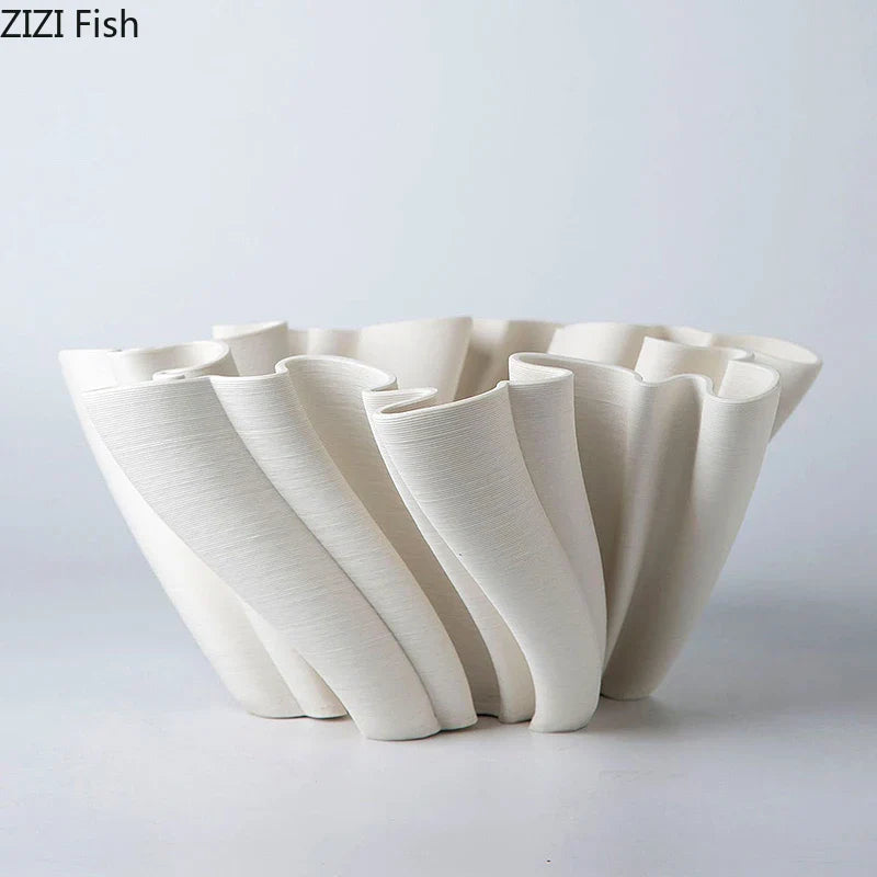 Afralia™ Bud Shape Ceramic Vase Floral Arrangement Desk Decor Modern Artificial Flowers