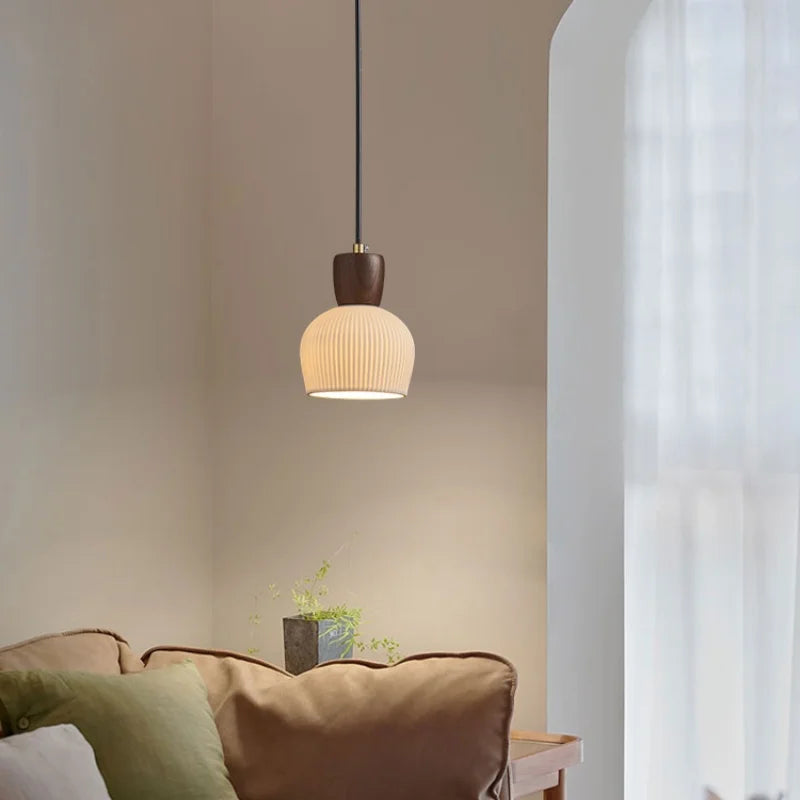 Afralia™ Nordic White Ceramic LED Pendant Light for Modern Living Spaces