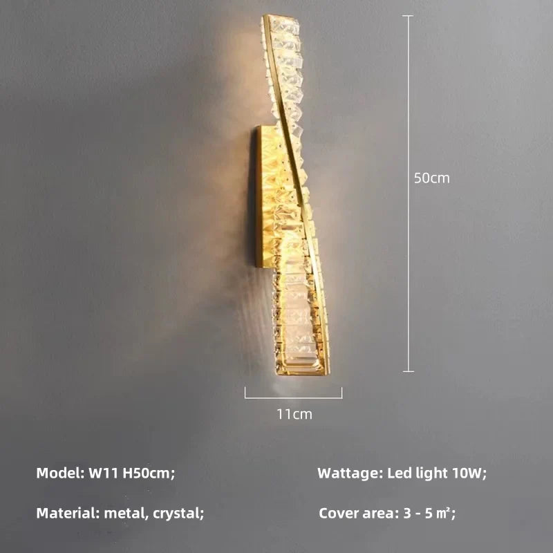 Afralia™ Luxury Crystal Wall Scones LED Wall Lamp Gold Metal Indoor Light Fixtures