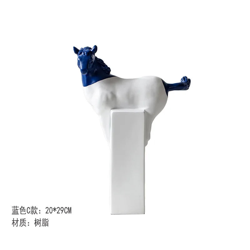 Afralia™ Resin Horse Statue Abstract Sculpture Figurine Home Decor Art Ornament