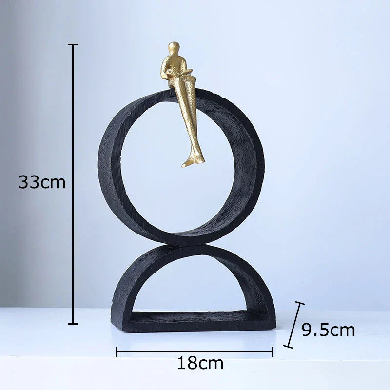 Afralia™ Reader Character Resin Sculpture Desk Ornament Abstract Geometric Statue