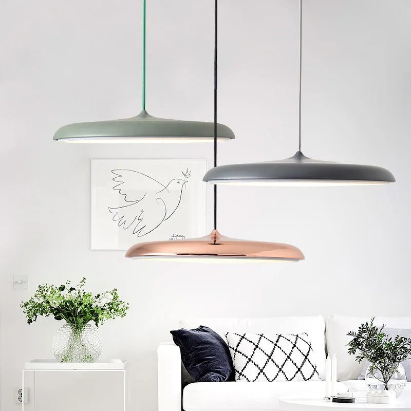 Afralia™ Nordic LED Multicolour Pendant Light - Sleek Flying Saucer Design for Home Decor