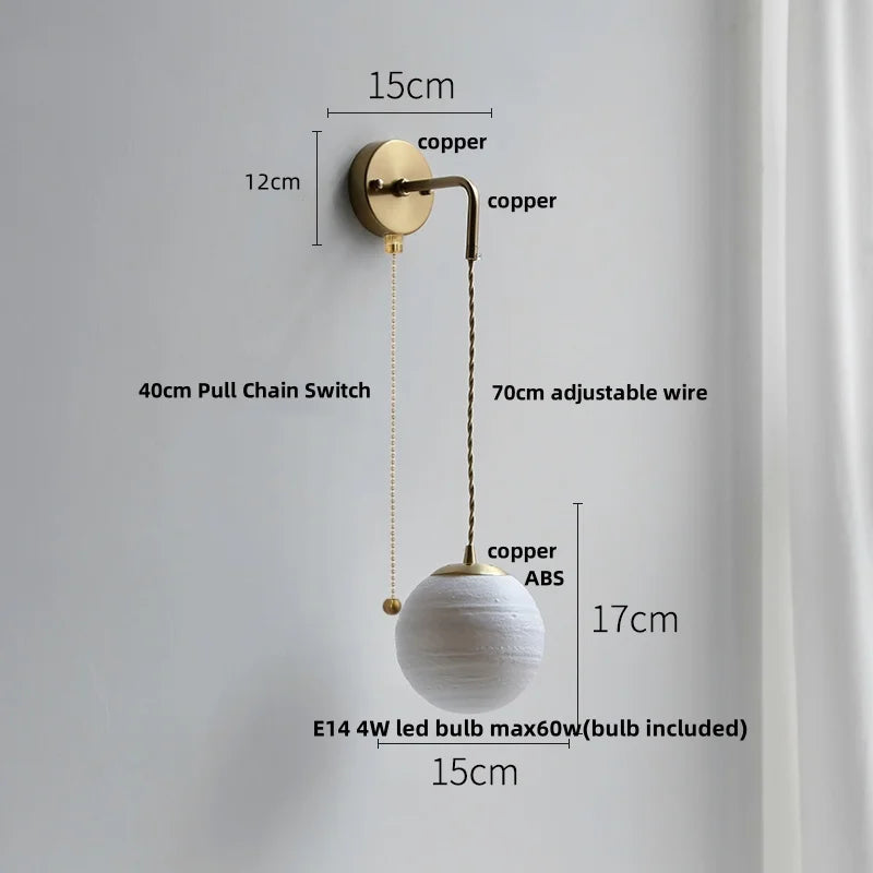 Afralia™ Moon ABS LED Wall Light Fixture, Adjustable Nordic Modern Bedside Lamp