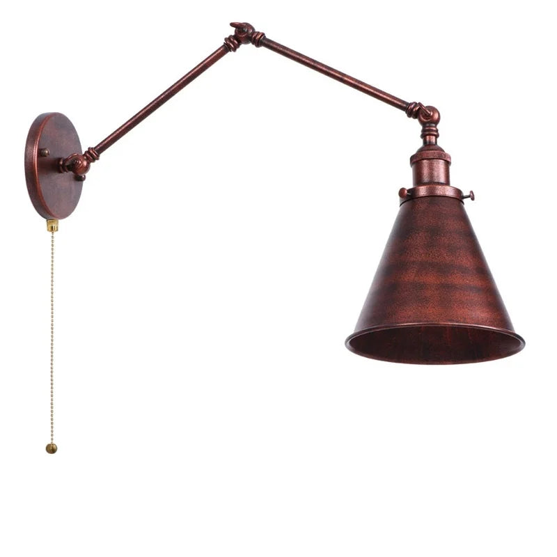 Afralia™ Rustic Loft Swing Arm Wall Lamp - Retro LED Reading Light