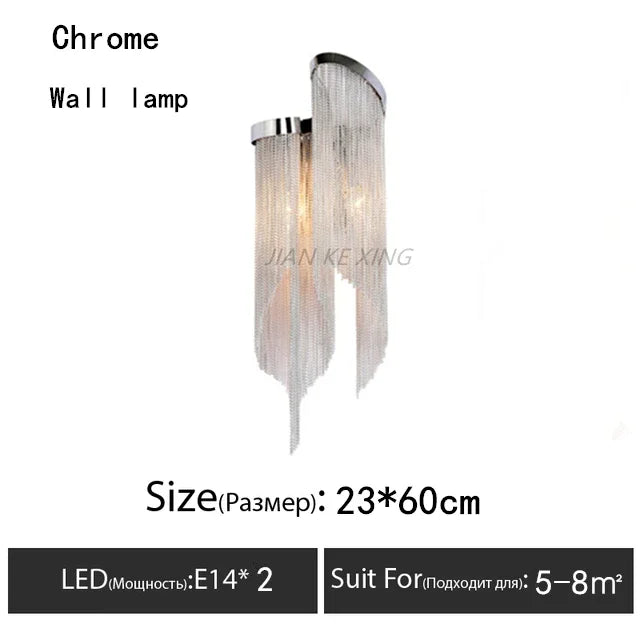 Afralia™ Tassel Chandelier Aluminum Chain Pendant Lamp for Luxe Living Spaces