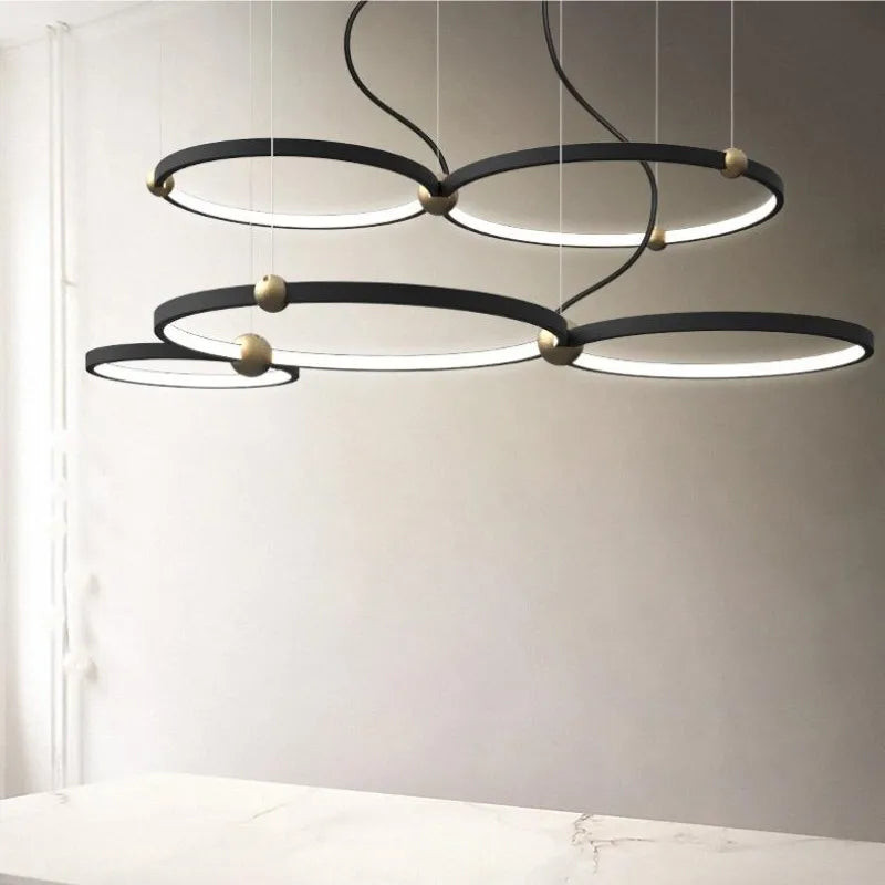 Afralia™ Modern Black LED Pendant Light Chandelier for Home Decoration