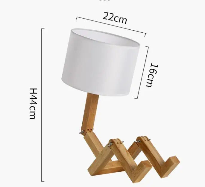 Afralia™ Wooden Robot Table Lamp - Modern Nordic Creative Desktop Night Light