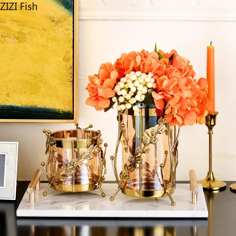 Afralia™ Gilded Tree Branch Glass Vase for Stylish Flower Arrangement