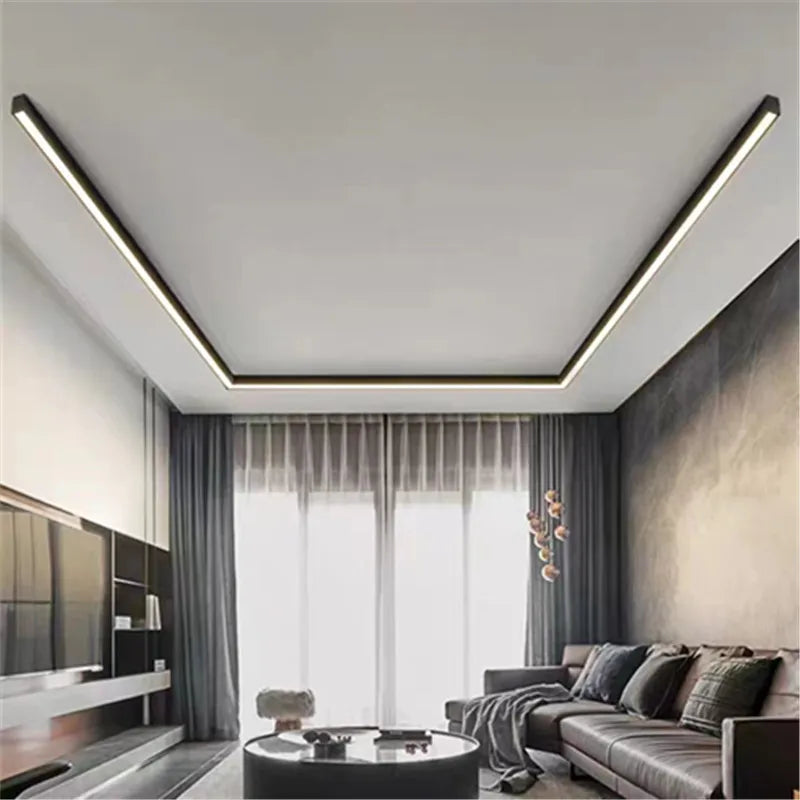 Afralia™ Black Linear LED Ceiling Light for Aisle, Bedroom, Dining, Living Room – Minimalist Design