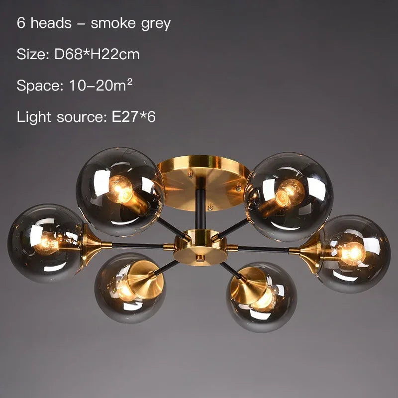 Afralia™ Glass Ball LED Chandelier Ceiling Light for Living Room & Bedroom