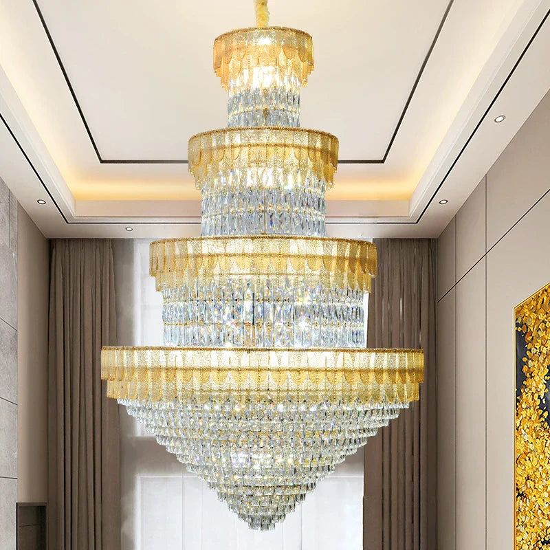 Afralia™ European Duplex Villa Crystal Chandelier Loft LED Light