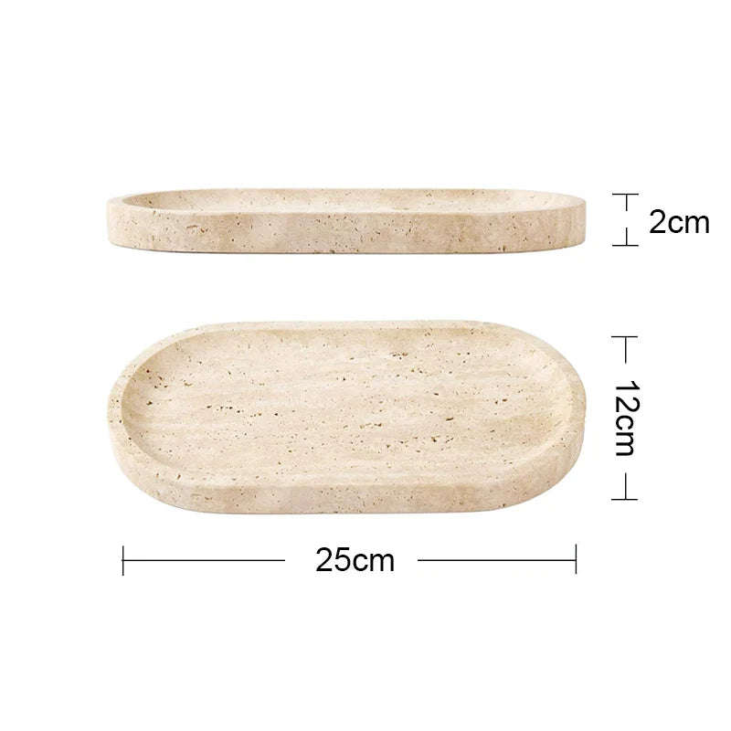 Afralia™ Travertine Vanity Tray for Bathroom and Kitchen Décor