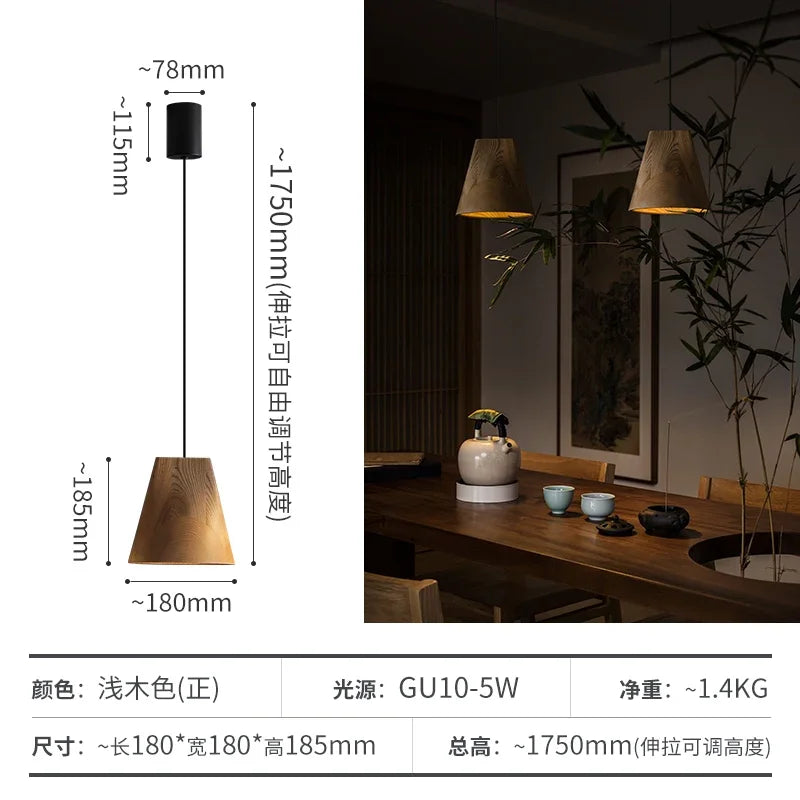 Afralia™ Adjustable Wooden Chandelier for Dining, Living Room & Staircase