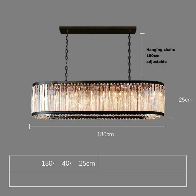 Afralia™ Black Crystal Round LED Chandelier Hanging Lamp for Living Room