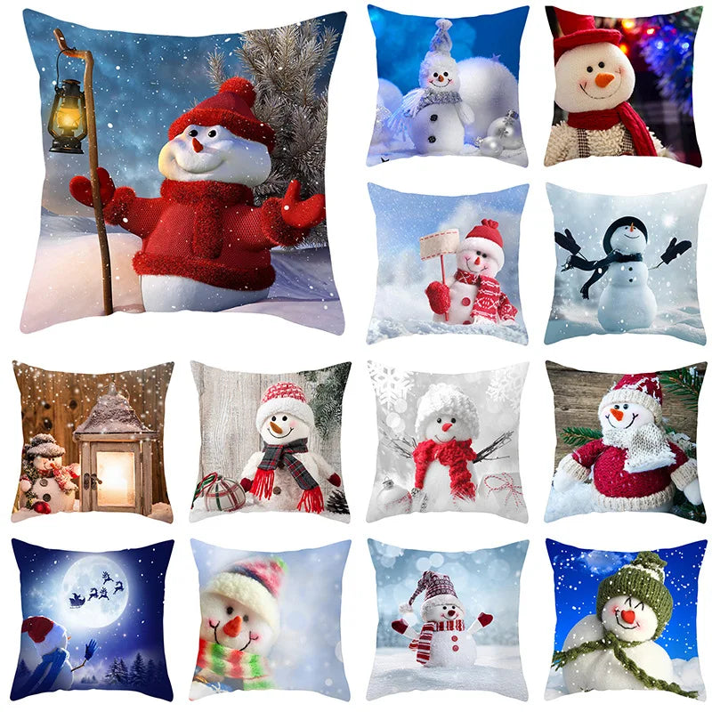 Snowman Pillow Cover Winter Home Decor by Afralia™